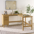 2026 NewBetter Homes & Gardens Lillian Fluted L-Shape Desk, Natural Pine Finish