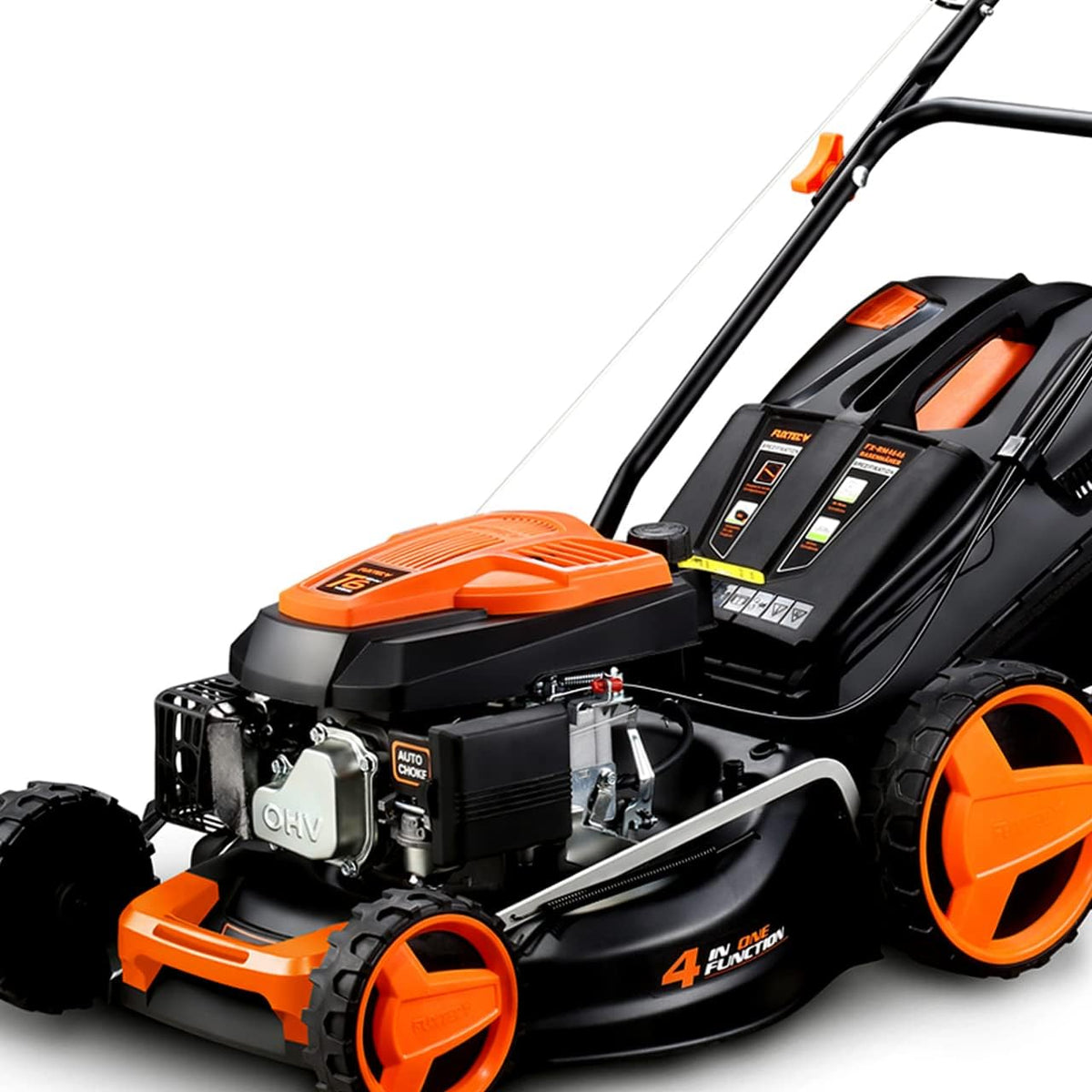 2026 Cortacésped de tracción de Gasolina autopropulsado FUXTEC FX-RM4646 46cm de Ancho de Corte, Potente Motor de Gasolina con transmisión GT 146cc Easy Clean 4en1 2,6KW Mulching/Bolsa de césped 50L