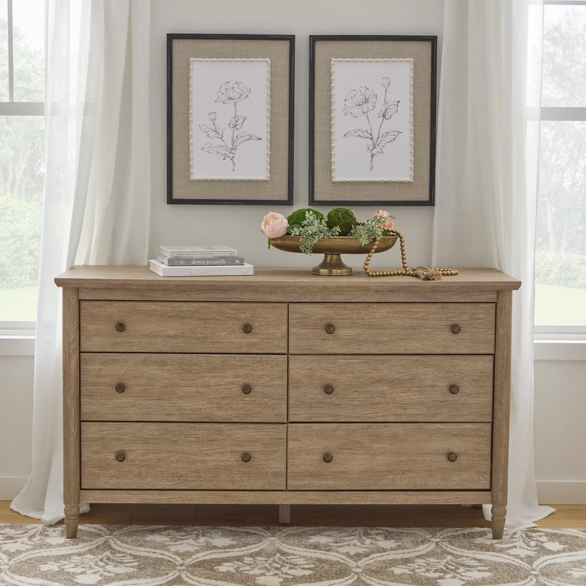 2026 NewMy Texas House Monroe 6-Drawer Dresser, Brushed Oak Finish