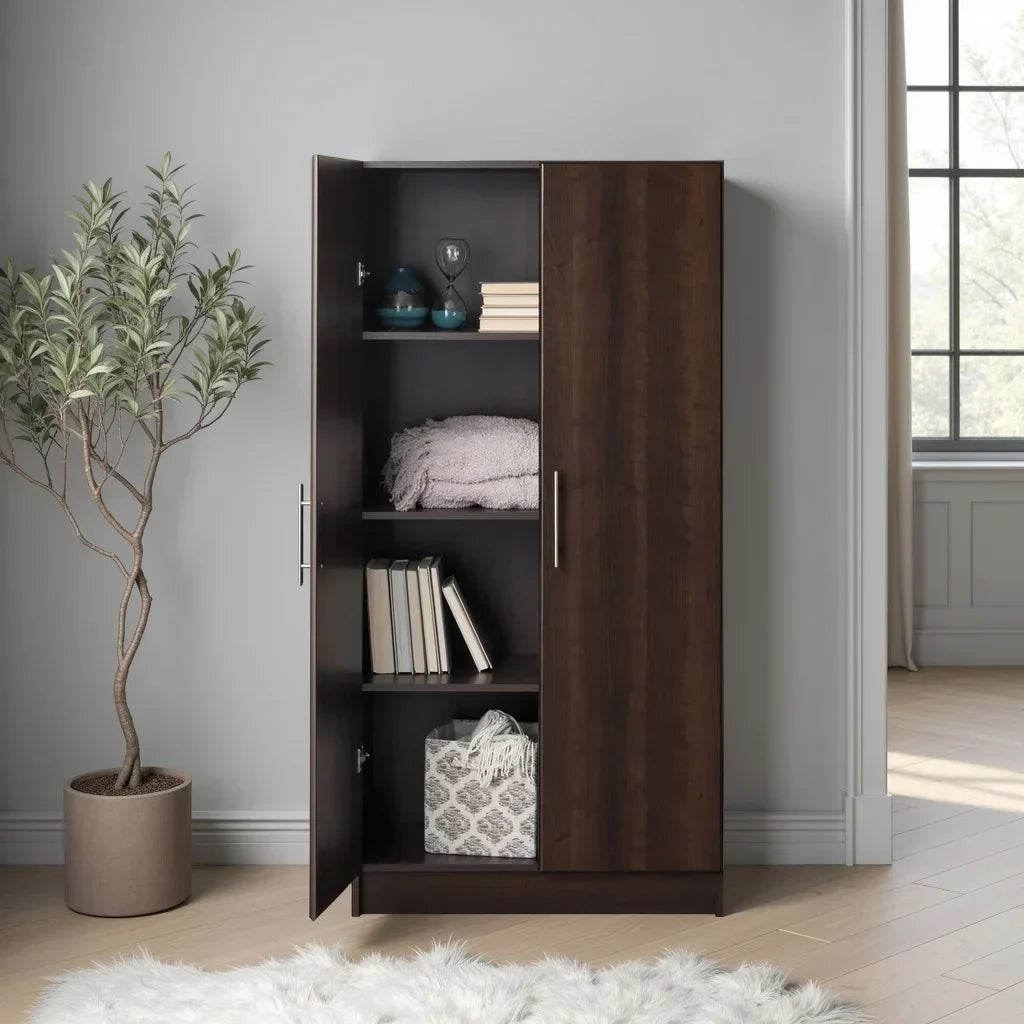 2026 NewPrepac Adjustable Shelves Cabinet - Functional Tall Garage Table, 16"D x 32"W x 65"H Freestanding Garage Cabinet with 2-Doors, Espresso - EES-3264
