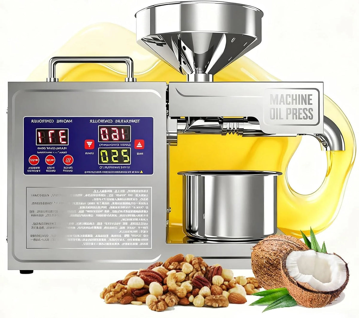 2026 Prensa Aceite Oliva Automática De 820W, Maquina Cortar Aceitunas En Frío Y Caliente para El Hogar, Extractor De Aceite Eléctrico para Aceitunas, Cacahuetes, Sésamo, Soja Y Nueces