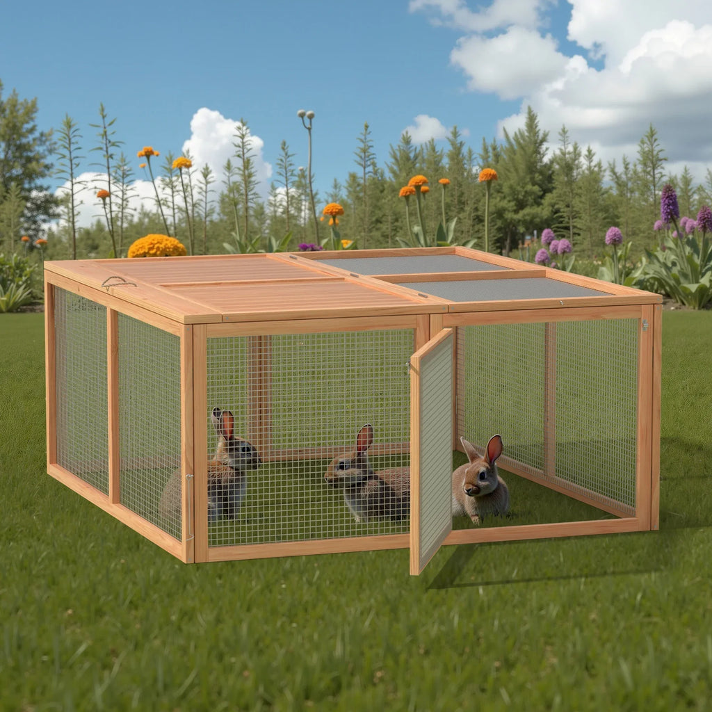 2026 NewPortable Chicken Coop Run Rabbit Hutch Outdoor Small Animal Cage House Wooden Poultry Enclosure for Bunny, Duck, Chick, Quail, No Assembly Required
