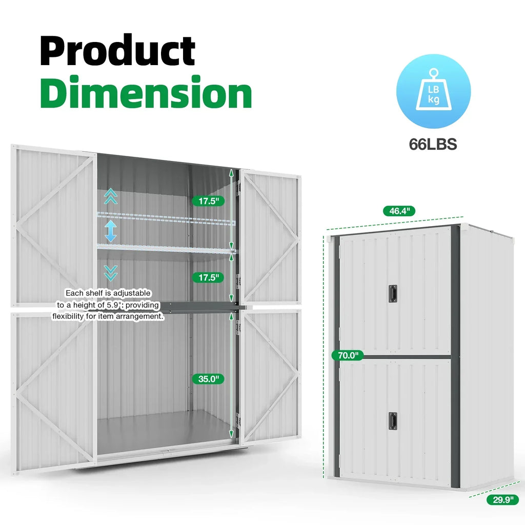 2026 NewAECOJOY Outdoor Storage Cabinet for Garden & Patio, a Metal Organizer with Doors and Shelves in Gray