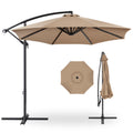 2026 NewBest Choice Products 10ft Offset Hanging Outdoor Market Patio Umbrella w/ Easy Tilt Adjustment - Tan