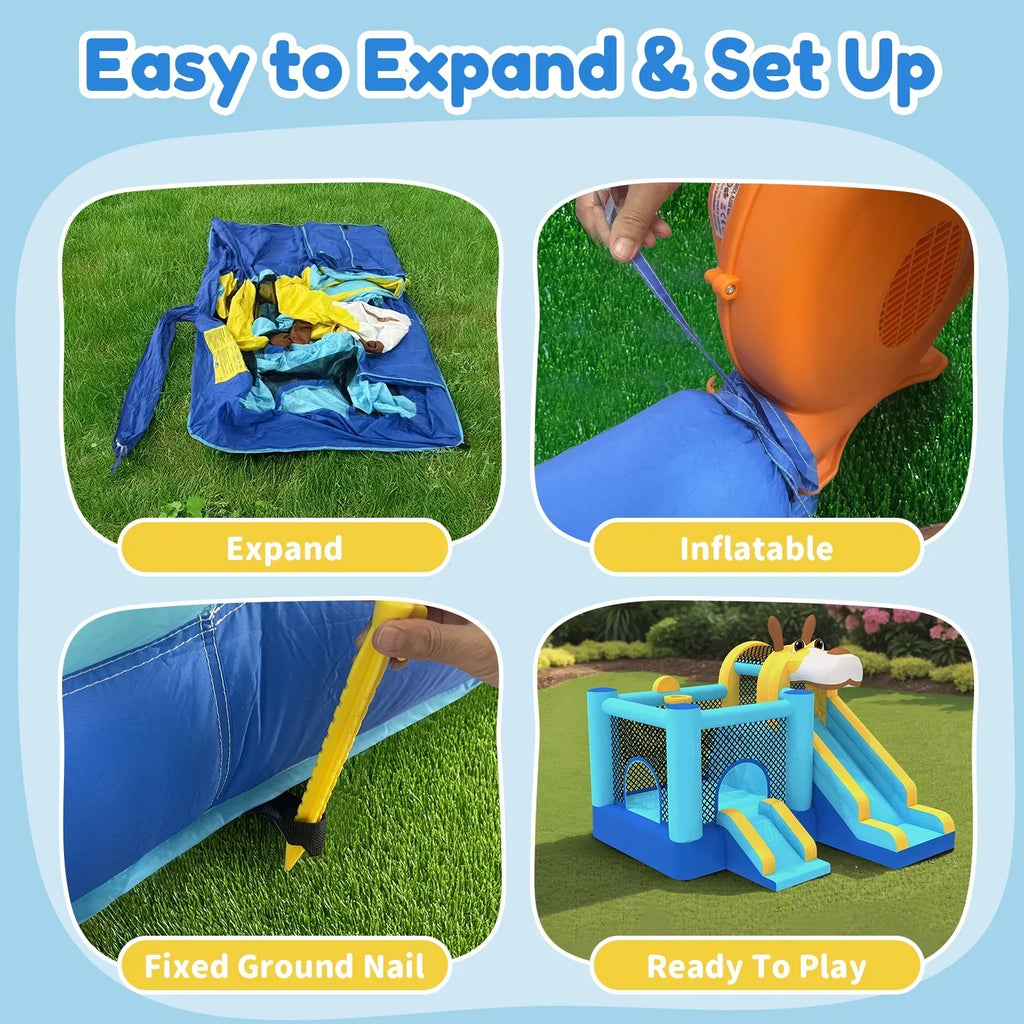 2026 NewMukidy 114''x 114'' x 92.5'' Inflatable Bounce Houses for Kids 3-10 with Blower Double Slide and Ball Pit/Indoor Bouncy House, PVC, Child, Teen, Toddler"Blue