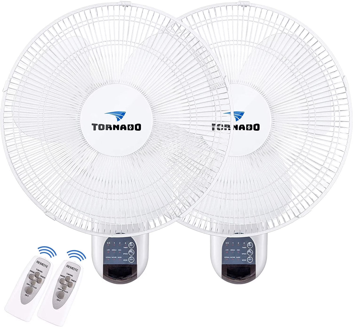 2026 New2 Pack - Tornado 16 Inch Wall Mount Fan - Remote Control Included - 3 Speed Settings - UL Safety Listed