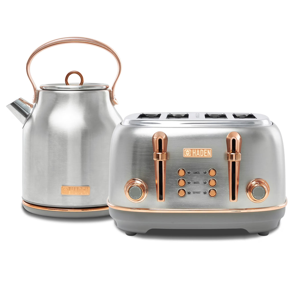 2026 NewHaden Heritage 1500 1.7 Electric Kettle, Matte Black Finish with Copper Accents
