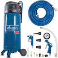 2026 Compresor Scheppach HC51V (1500 W, 50 L, 10 bar, capacidad de entrada 220 l/min, reductor de presión, sin aceite, diseño vertical que ahorra espacio) - incluye juego de 13 herramientas neumáticas y manguera trenzada de 15 m