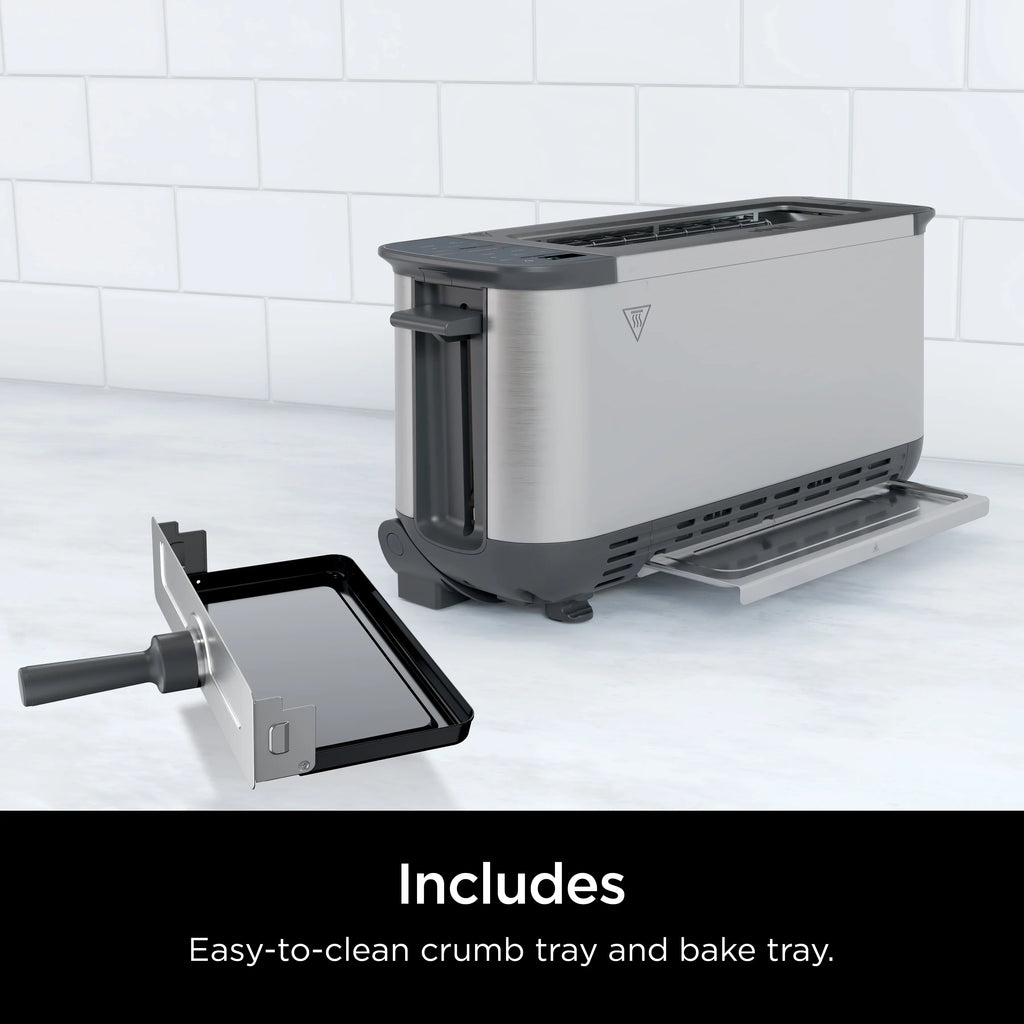 2026 NewNinja Foodi 2-in-1 Flip Toaster, 2-Slice Toaster, Compact Toaster Oven, Snack Maker, 1500 Watts, ST100