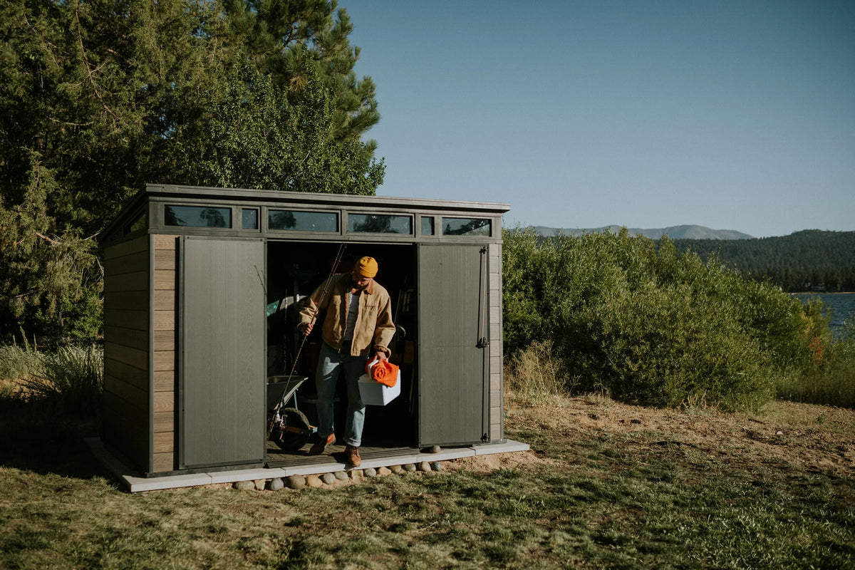 2026 NewKeter Signature 11x7 ft. Durable Resin Outdoor Storage Shed With Heavy Duty Floor and Locking Door, Walnut
