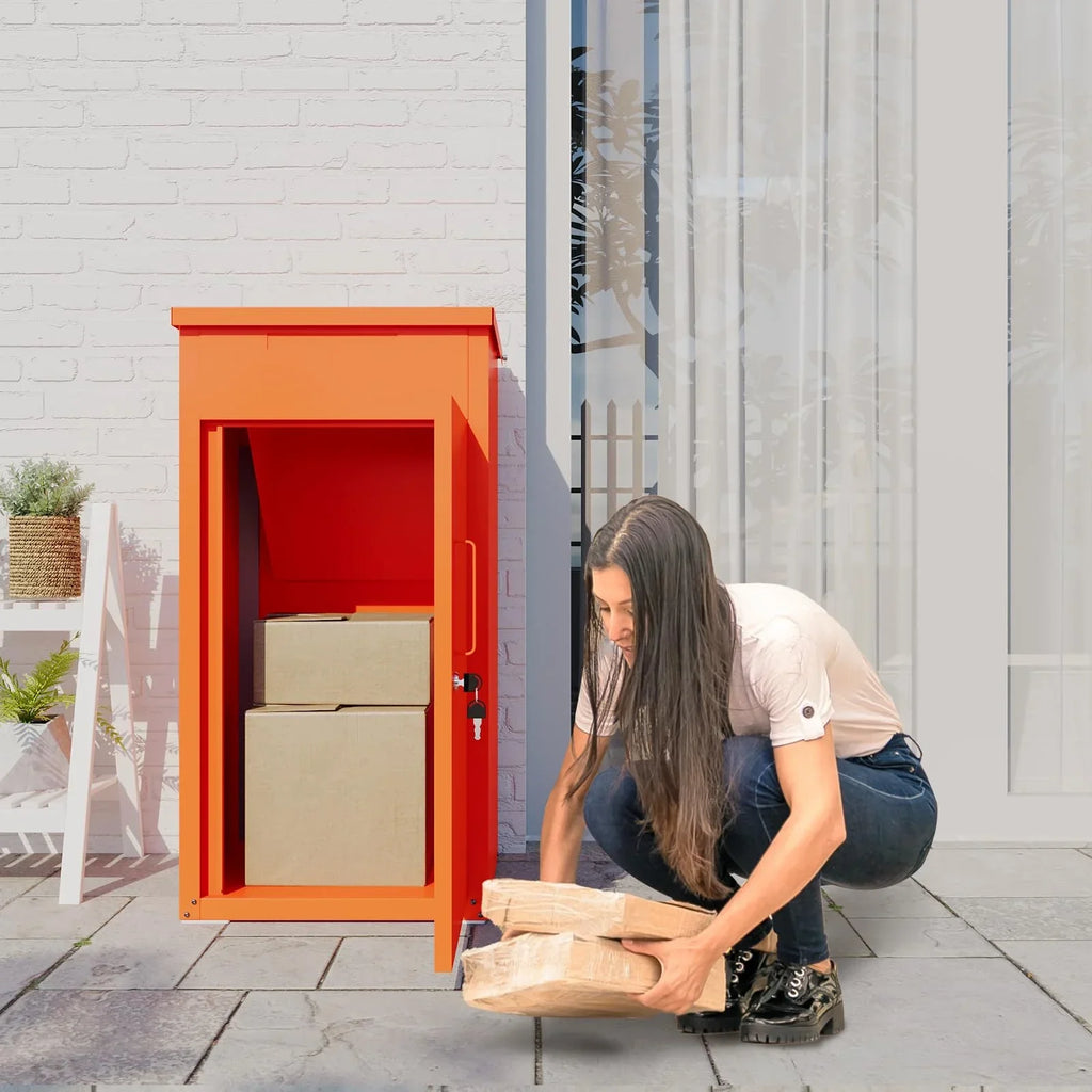 2026 NewAECOJOY Package Delivery Boxes for Outside Parcel Drop Box Outdoor Storage Box Wall Mounted Express Mail Package Delivery Box 17" x 16" x 38.3" Black
