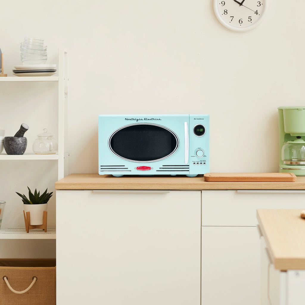 2026 NewNostalgia Retro Microwave for Countertop 0.9 cu ft Vintage Microwave, Ivory