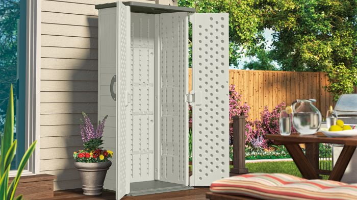 2026 NewSuncast BMS1250 Resin Vertical Storage Shed Building, 22 cubic feet