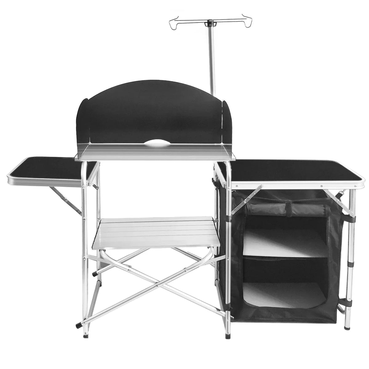 2026 NewCamping Kitchen Station Aluminum Outdoor Cook Table Camping Table Black