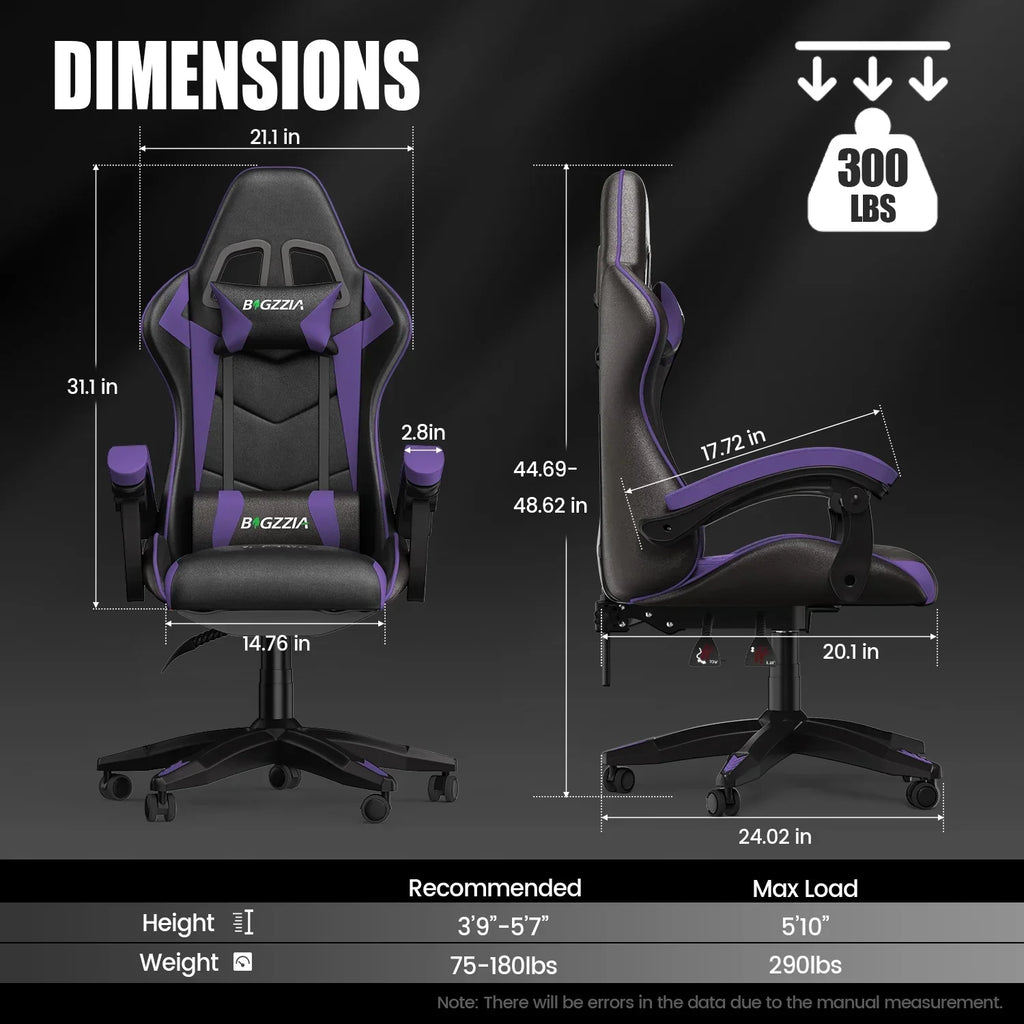 2026 NewBigzzia Gaming Chair Office Chair, Ergonomic Game Chair with Height Adjustable Headrest and Lumbar Support for Adults Teens, Black & White