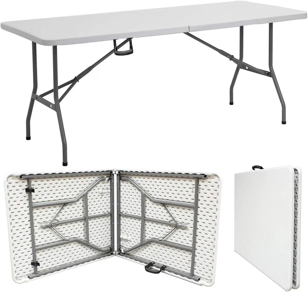 2026 NewAmazing for less 8ft Folding Table White Plastic Portable Long Foldable Tables Indoor Outdoor Party Picnic Camping Fold Table 8 Foot (4ft, 6ft, 8ft)
