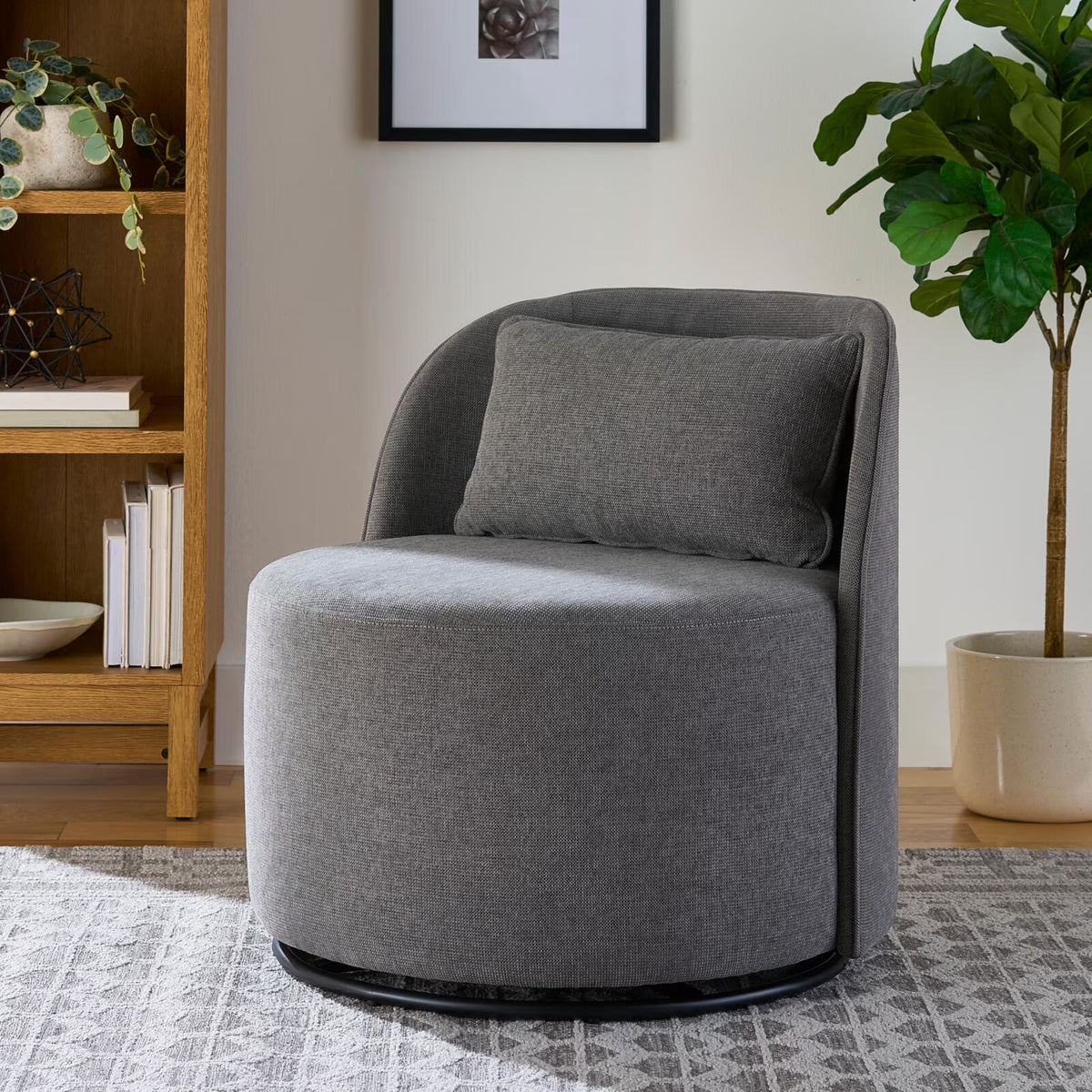 2026 NewBetter Homes & Gardens Juliet Modern Arch Swivel Accent Chair, Cream Boucle