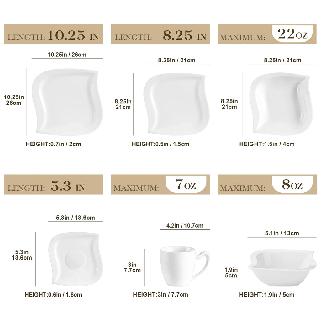 2026 Newvancasso 36 pcs Dinnerware Sets, Plates and Bowls Set for 6, Porcelain Dinner Set, Marble Gray