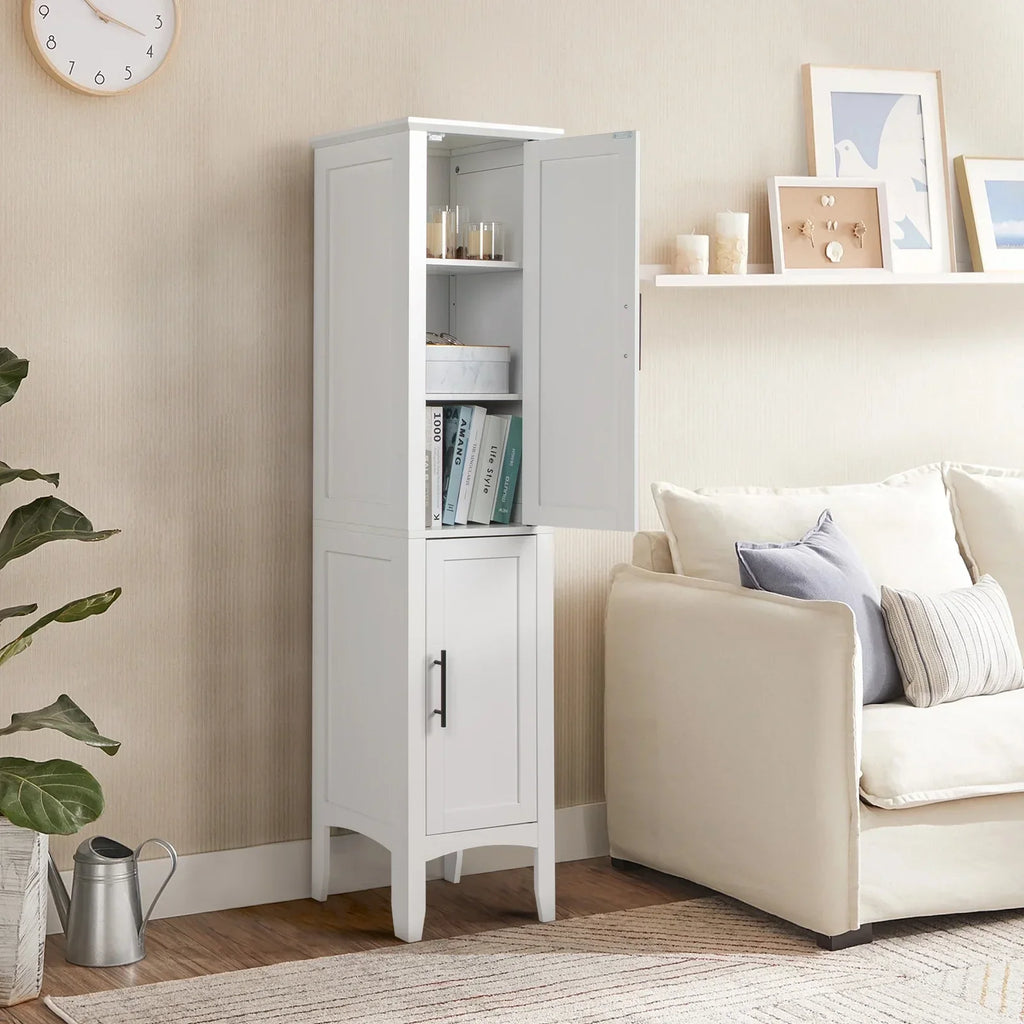 2026 NewKtaxon Bathroom Storage Cabinet Narrow Tall, Freestanding Cabinet Storage Tower with 2 Door, White