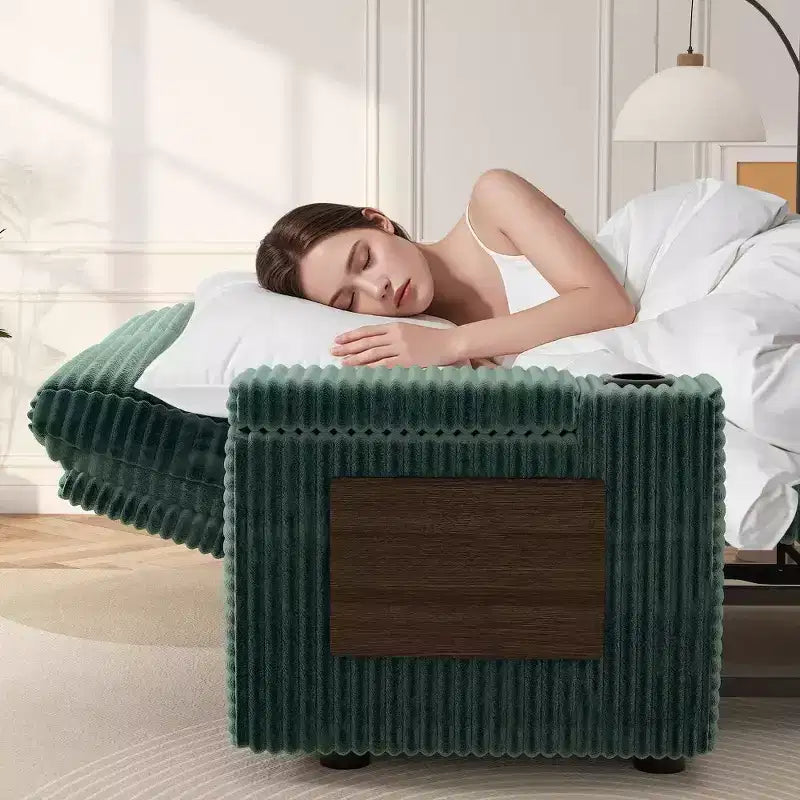 2026 Dyonery Sofá cama 4 en 1 de 65,5" con respaldos ajustables, carga USB/Type-C, portavasos y bolsillos, verde
