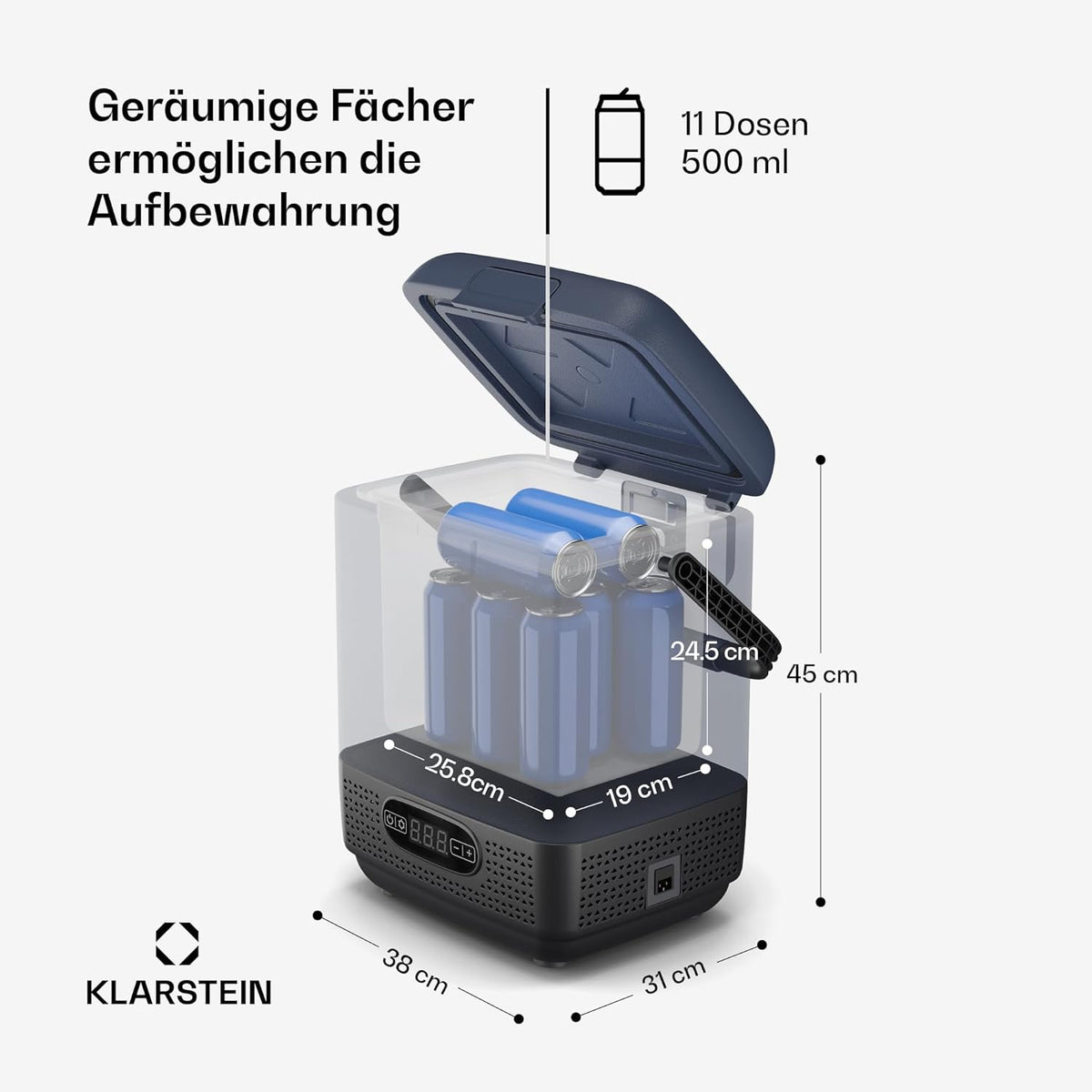 2026 Nevera portátil Klarstein SwiftFrost de 12 litros con compresor y compartimento congelador: nevera eléctrica portátil, pantalla LED, doble alimentación (12 V/230 V), de -20 °C a 20 °C, modos ECO y MAX, ideal para acampadas y coches.