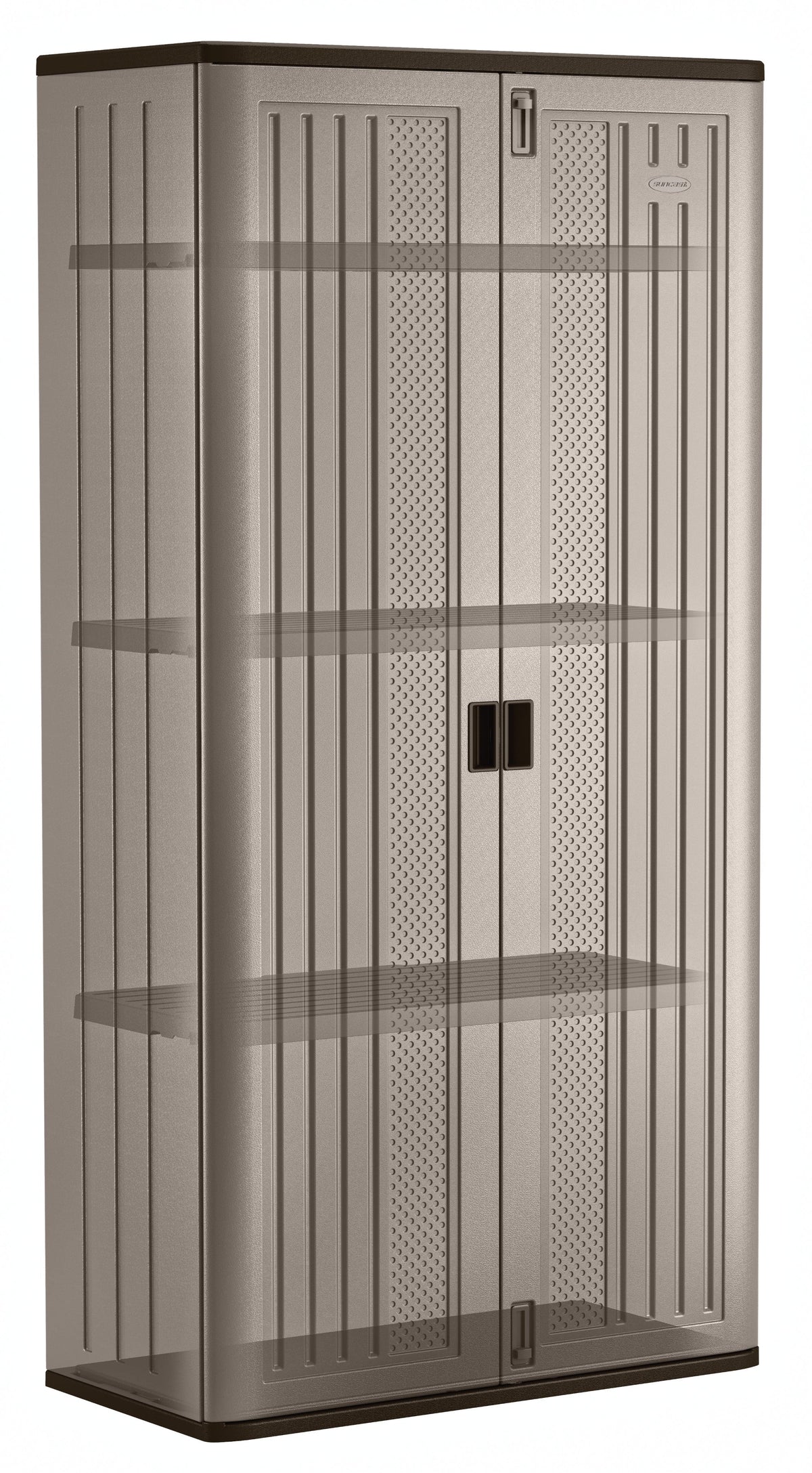 2026 NewSuncast Mega Tall Resin Outdoor Storage Cabinet with 3 Shelves, Platinum Metallic
