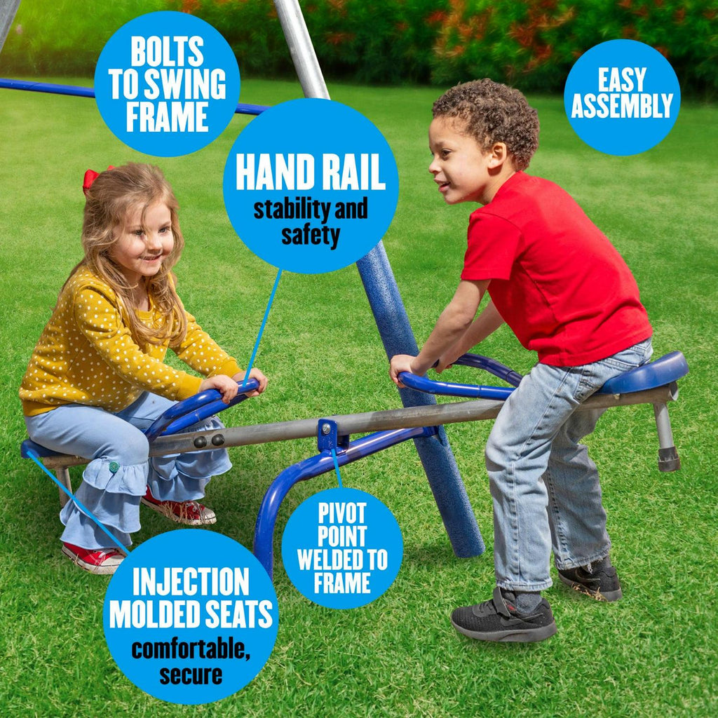 2026 NewXDP Recreation Fun All-Mighty Metal Swing Set with Super Disc Swing. Stand R Swing. Glider. & Slide