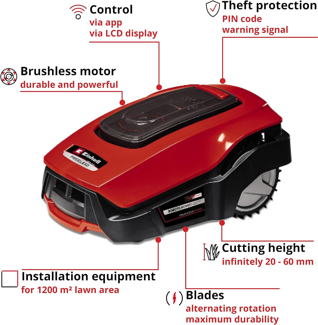 2026 Cortacésped robótico Einhell Power X-Change de 18 V con cargador.