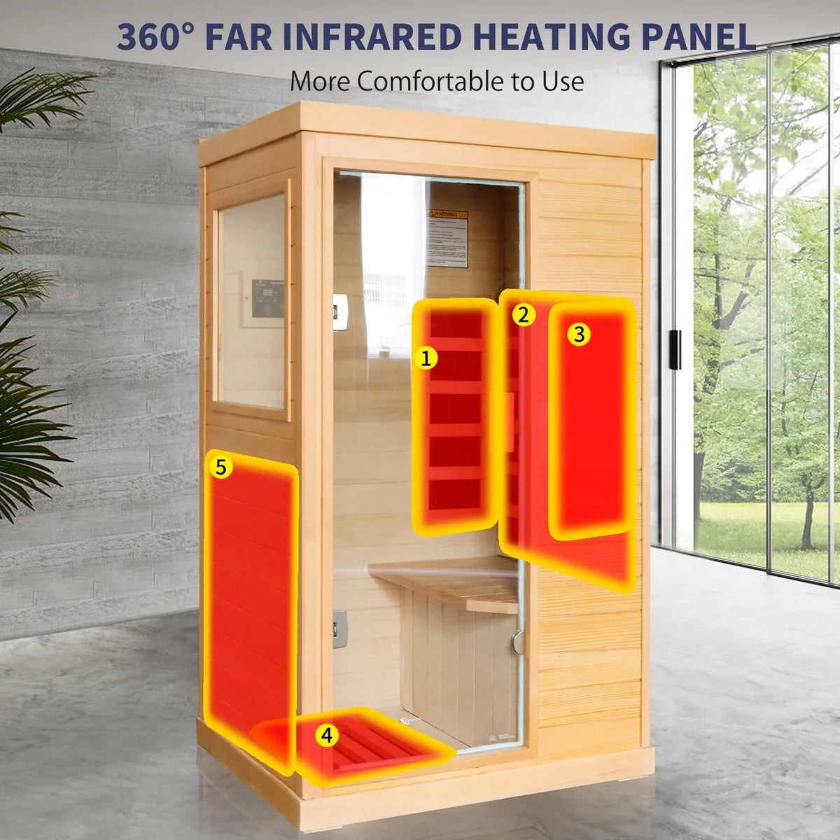 2026 NewOUTEXER 800W Far Infrared Sauna with Carbon Heaters, Canadian Hemlock Wood, Indoor Use