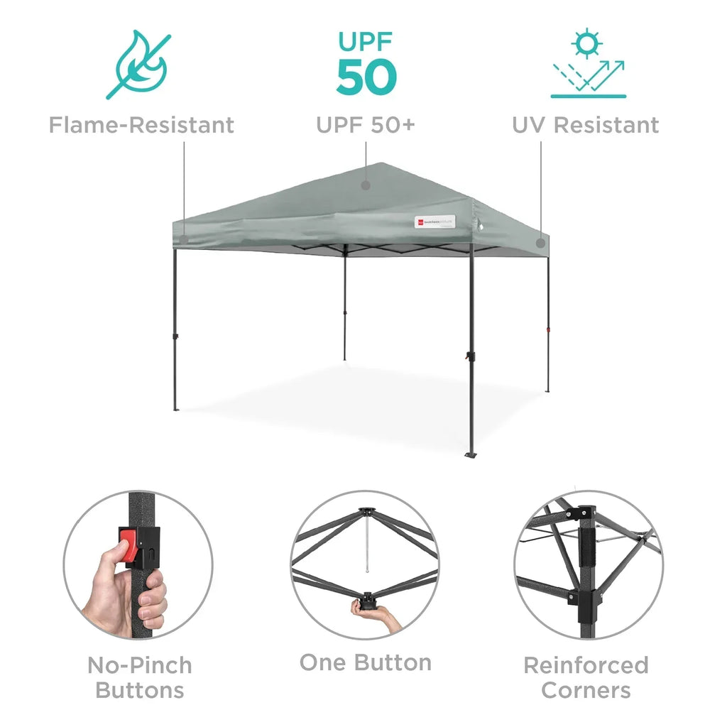 2026 NewBest Choice Products 12x12ft Easy Setup Pop Up Canopy w/ 1-Button Setup, Wheeled Case, 4 Weight Bags - Navy Blue
