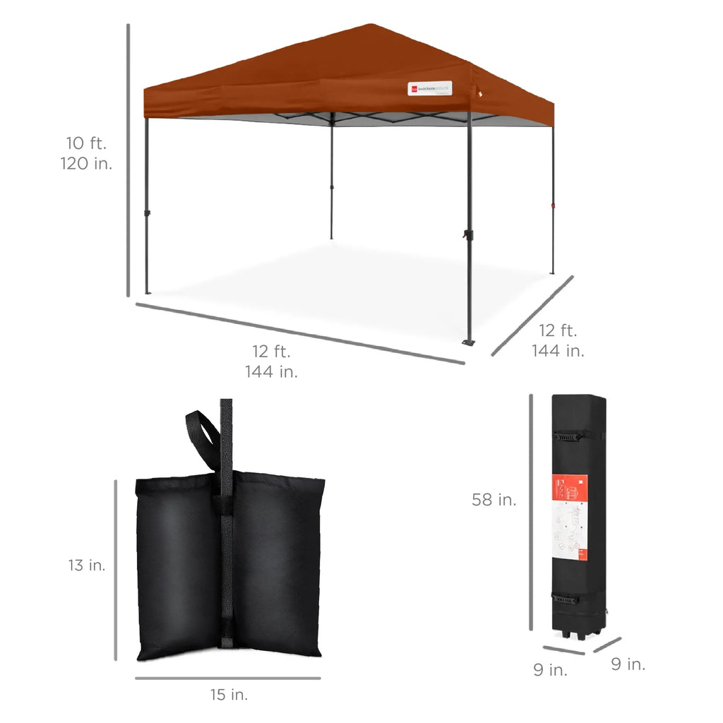 2026 NewBest Choice Products 12x12ft Easy Setup Pop Up Canopy w/ 1-Button Setup, Wheeled Case, 4 Weight Bags - Navy Blue