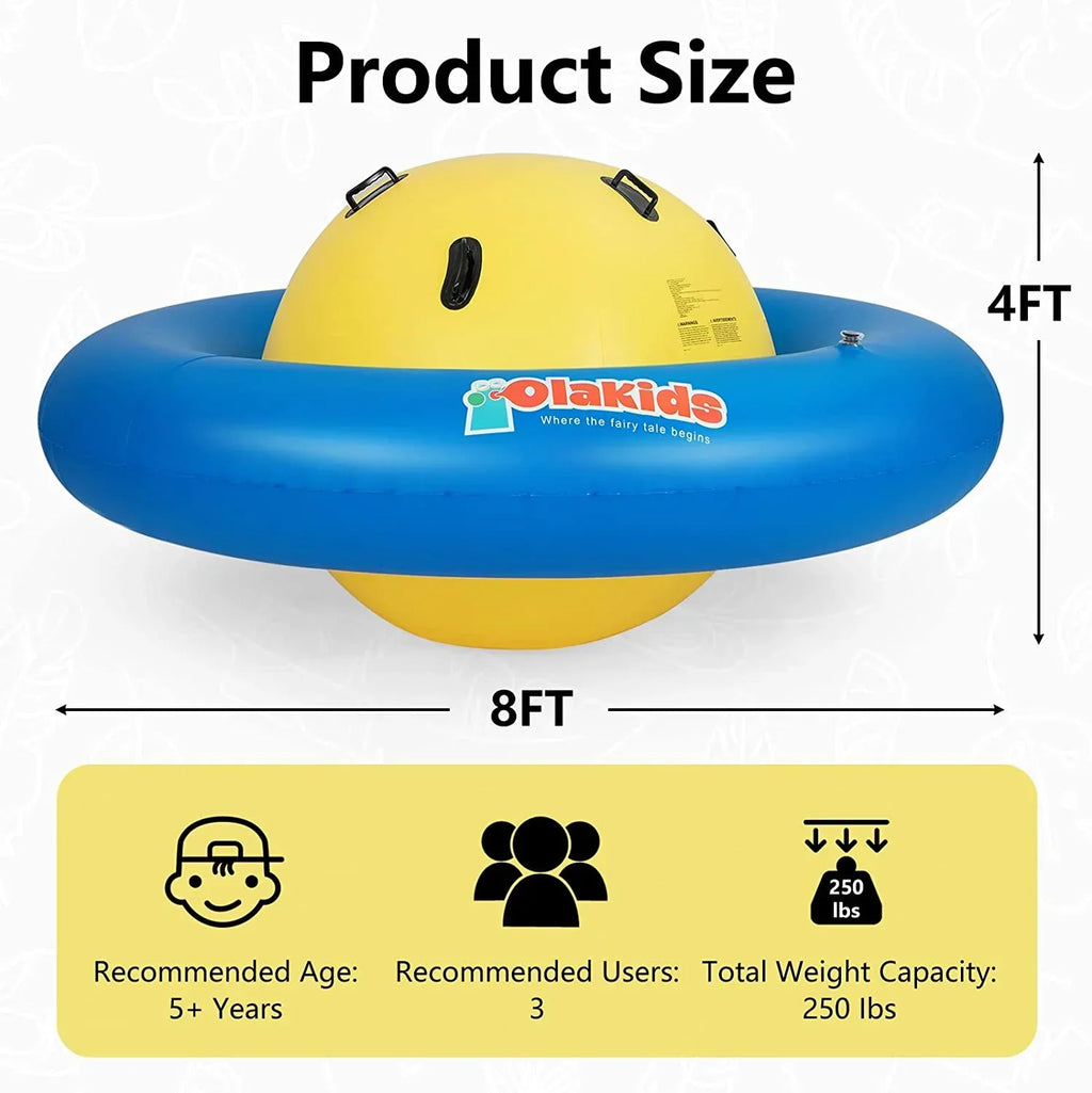 2026 NewOLAKIDS 8FT Inflatable Dome Rocker Bouncer, Outdoor Kids Giant Roll and Play Seesaw Rocker with 6 Secure Handles, Max Weight 250 LBS, Toddlers Climbing Toy Backyard Play Center Equipment