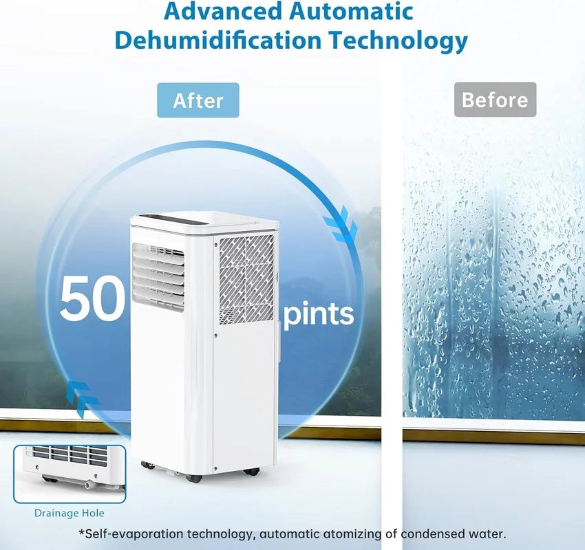 2026 New10000 BTU Portable Air Conditioner, 4-In-1 (Cool/Dehumidify/Fan) With Remote, LED Touch Control & 24H Timer & Window Mount Kit, Air Conditioners Cools Rooms Up to 450 Sq.Ft for Home, Office Room