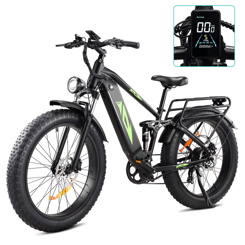 2026 NewElectric Bike for Adults,1000W E Bikes for Men,26" Fat Tire Electric Bikes,48V 17.5AH Battery,28MPH,7 Speed&Dual Hydraulic Disc Brakes,LCD Screen,60Miles Range,Electric Mountain Bicycle