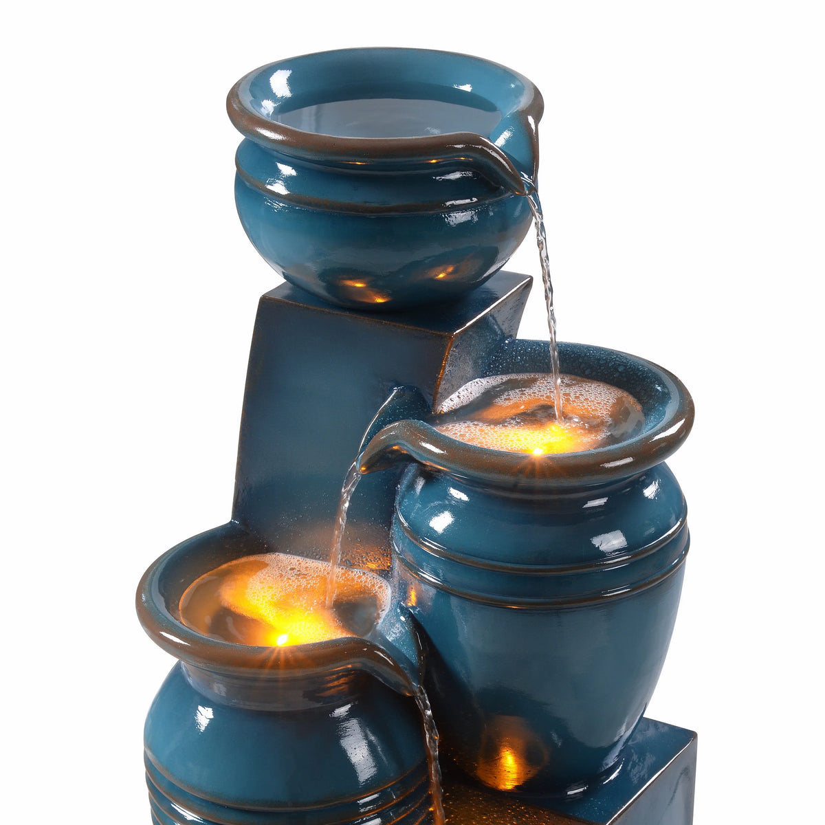 2026 NewTeamson Home 28.74" Solar Water Fountain with LED Lights, Navy