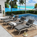 2026 NewMEISSALIVVE 4-Piece Outdoor Lounge Chairs, Pool Chairs with Adjustable 5 Position Backrest, PE Rattan Chaise for Backyard Porch Deck (Gray)
