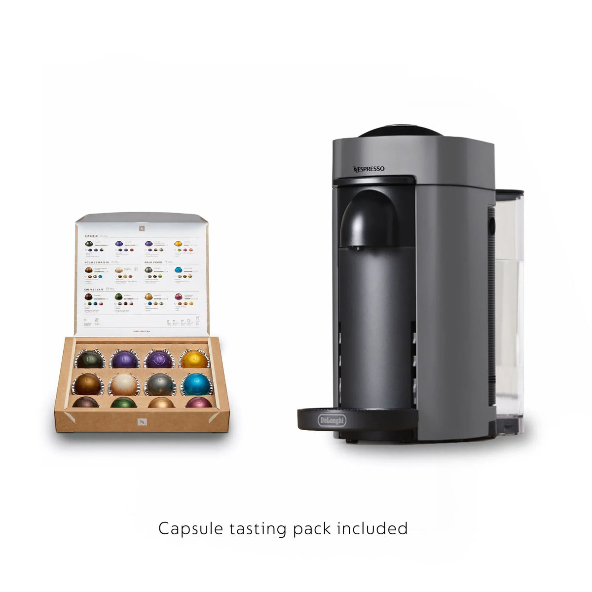 2026 NewNespresso New Vertuo Plus Coffee and Espresso Machine by De'Longhi with Aerocinno, Gray, Single-Serve Brewers