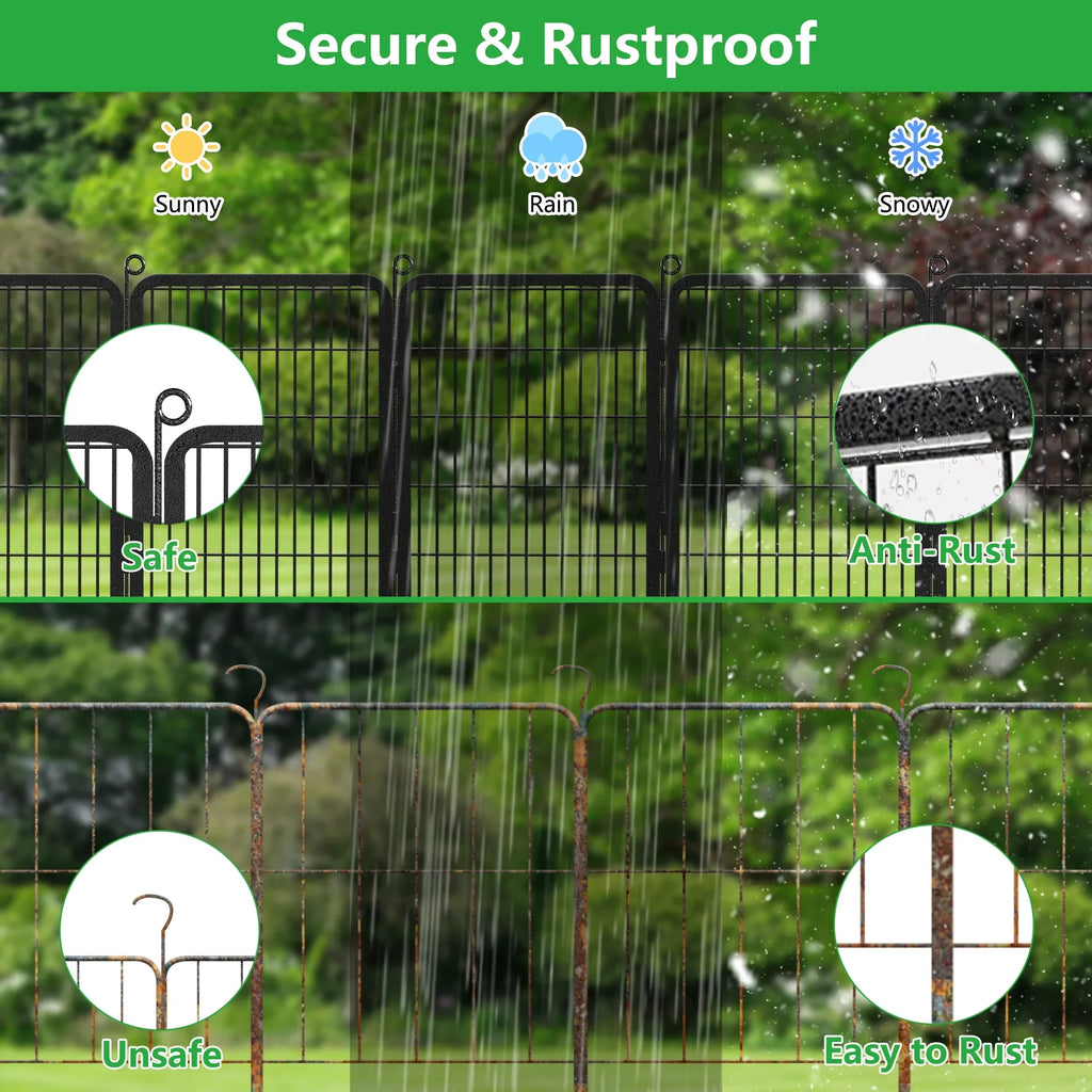 2026 NewGarden Fence with Gate Fencing No Dig Fence Panels 30ft(L)"32in(H) for Yard Animal Barrier Decorative Garden Fencing for Backyard Patio Garden Fences and Borders for Dogs