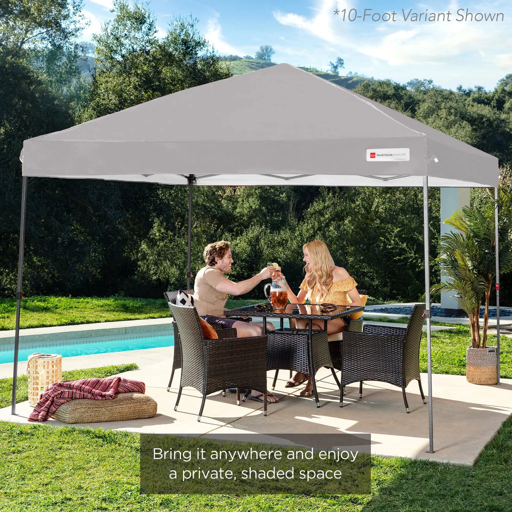 2026 NewBest Choice Products 12x12ft Easy Setup Pop Up Canopy w/ 1-Button Setup, Wheeled Case, 4 Weight Bags - Navy Blue