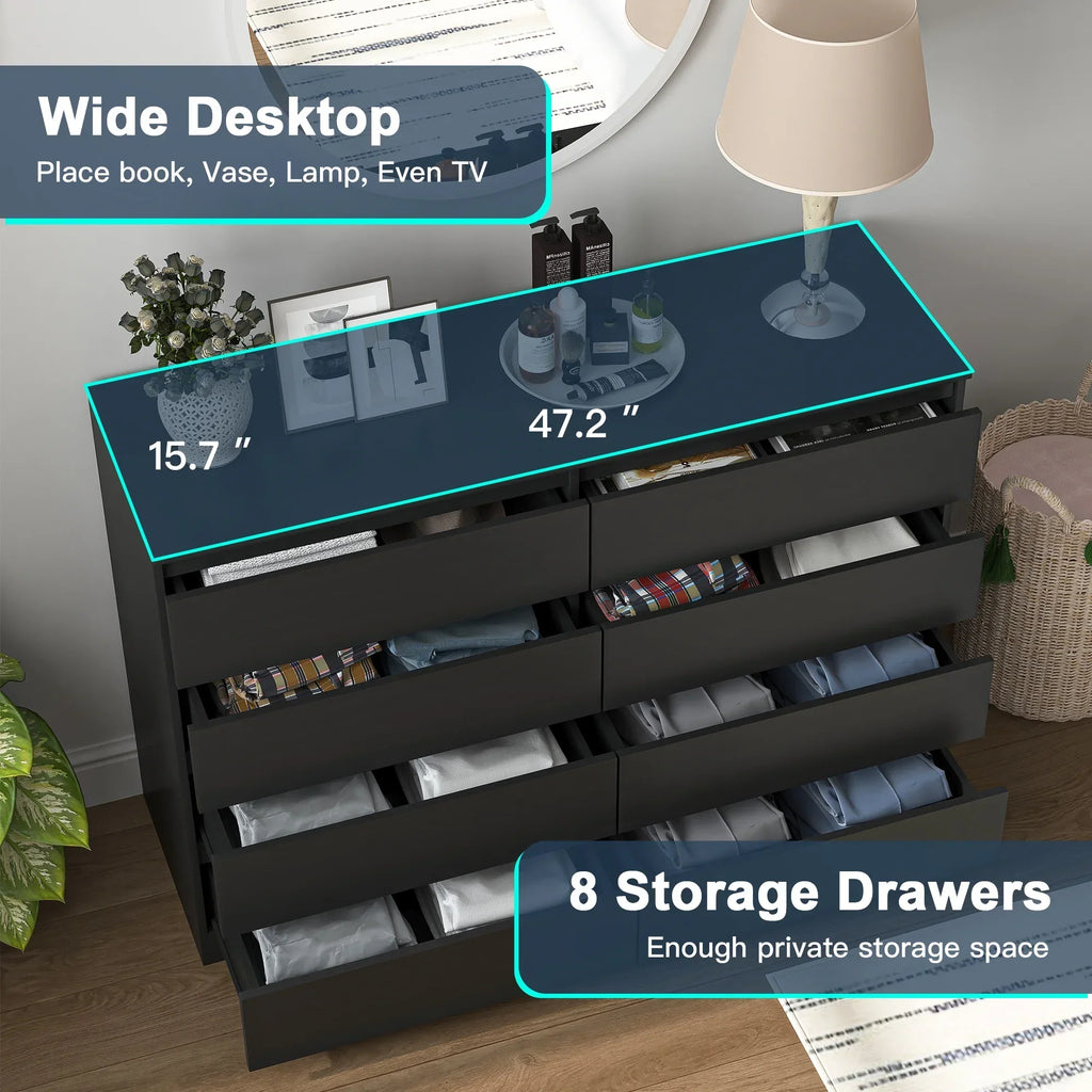 2026 NewResenkos Modern Mid Century 6 Drawer Wide Dressers Chests for Bedroom, Chest of Drawer Organizer Grey