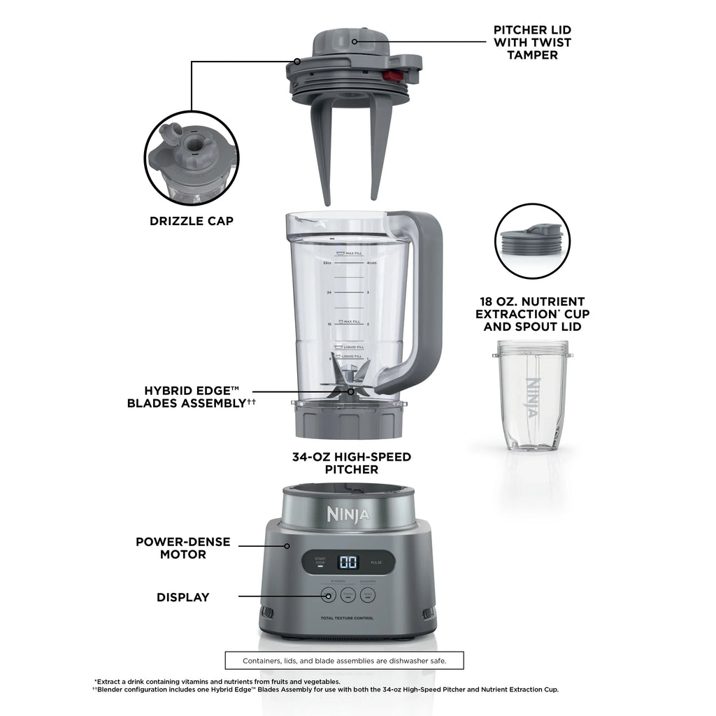 2026 NewNinja Twisti, High-Speed Blender Duo 3 Preset Auto-iQ Programs, 34 oz. Pitcher Capacity, SS150