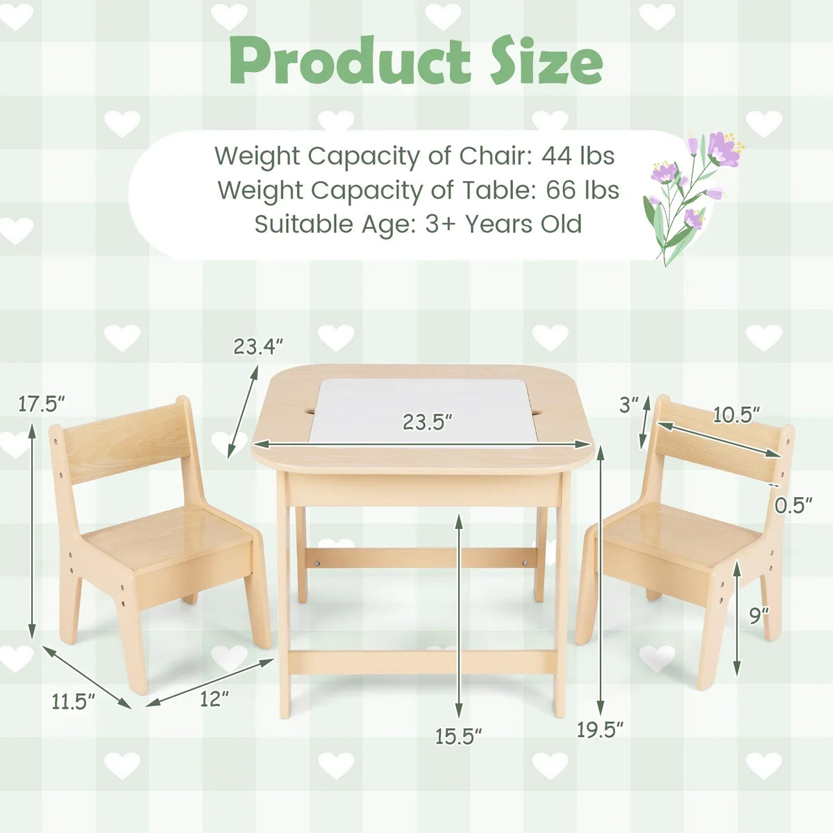 2026 NewOLAKIDS Kids Table and Chair Set, 3 in 1 Wooden Activity Table with Removable Tabletop, Blackboard and Whiteboard for Toddlers Arts Crafts Drawing Reading Playing, Playroom Nursery (Natural)