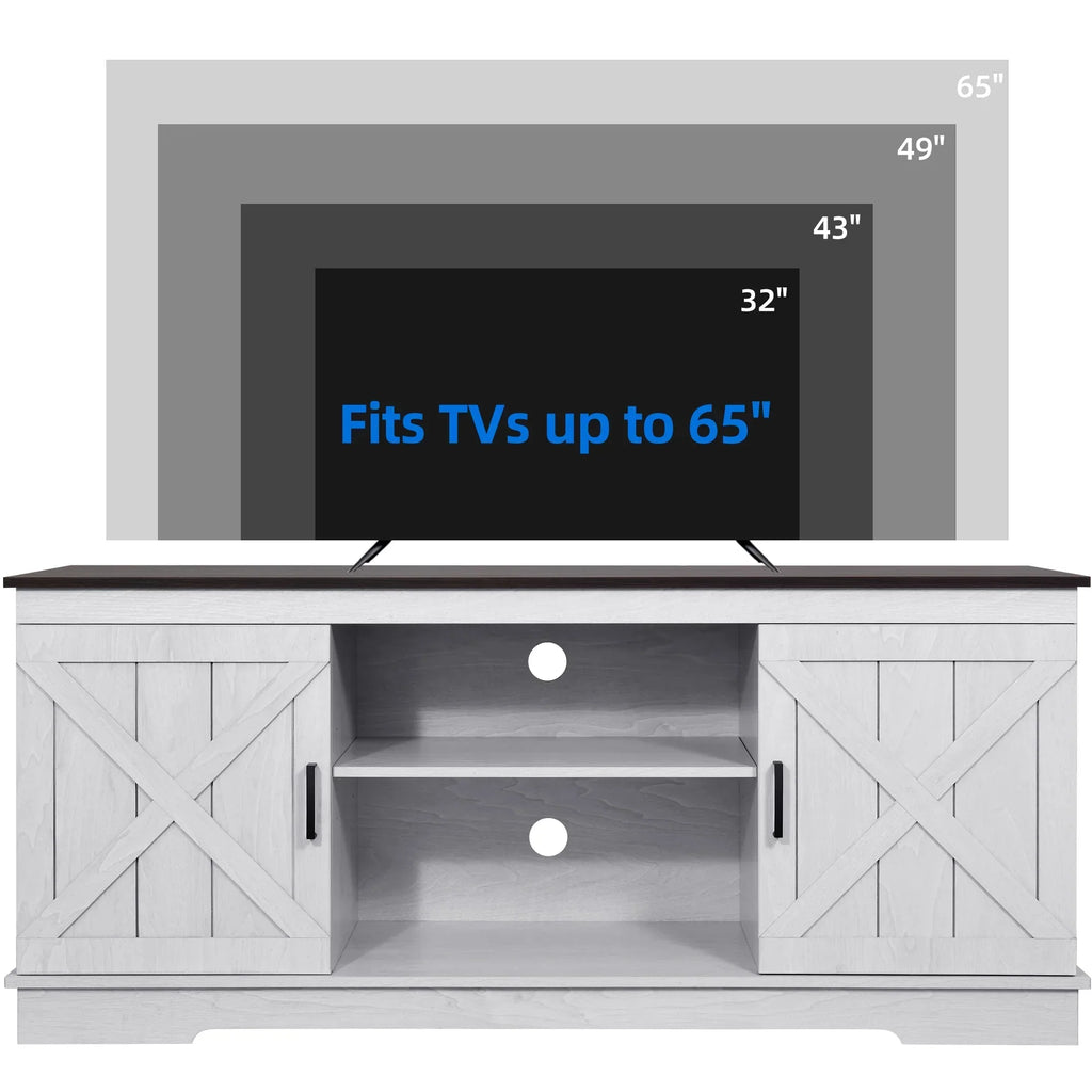 2026 NewDextrus Farmhouse TV Stand for 65 inch TV, Entertainment Center for Living Room, TV Media Console Cabinet, Grey Wash