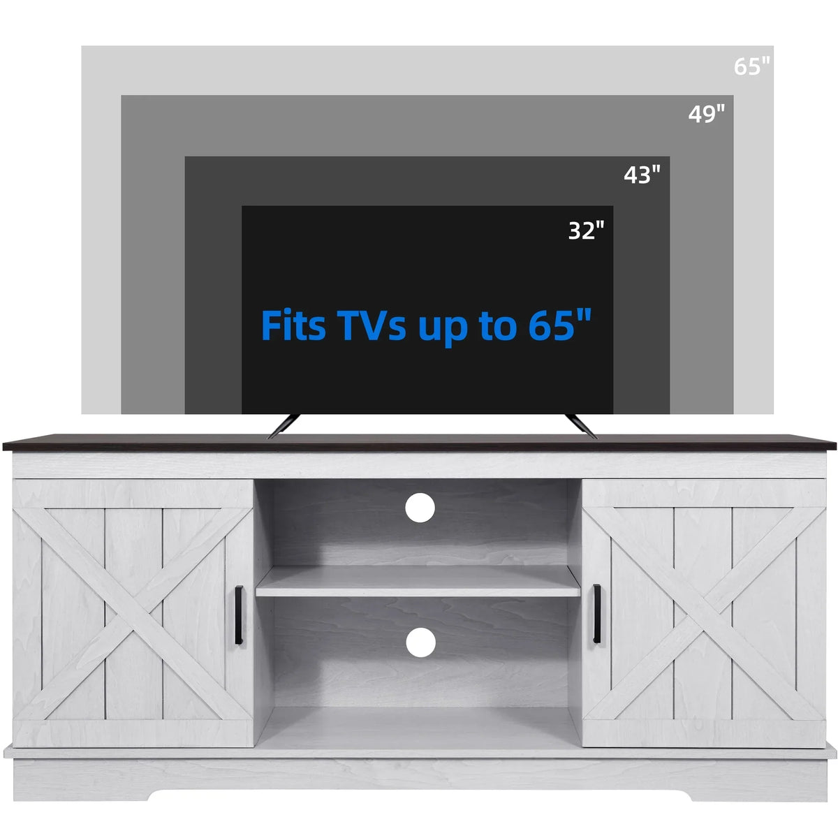 2026 NewDextrus Farmhouse TV Stand for 65 inch TV, Entertainment Center for Living Room, TV Media Console Cabinet, Grey Wash