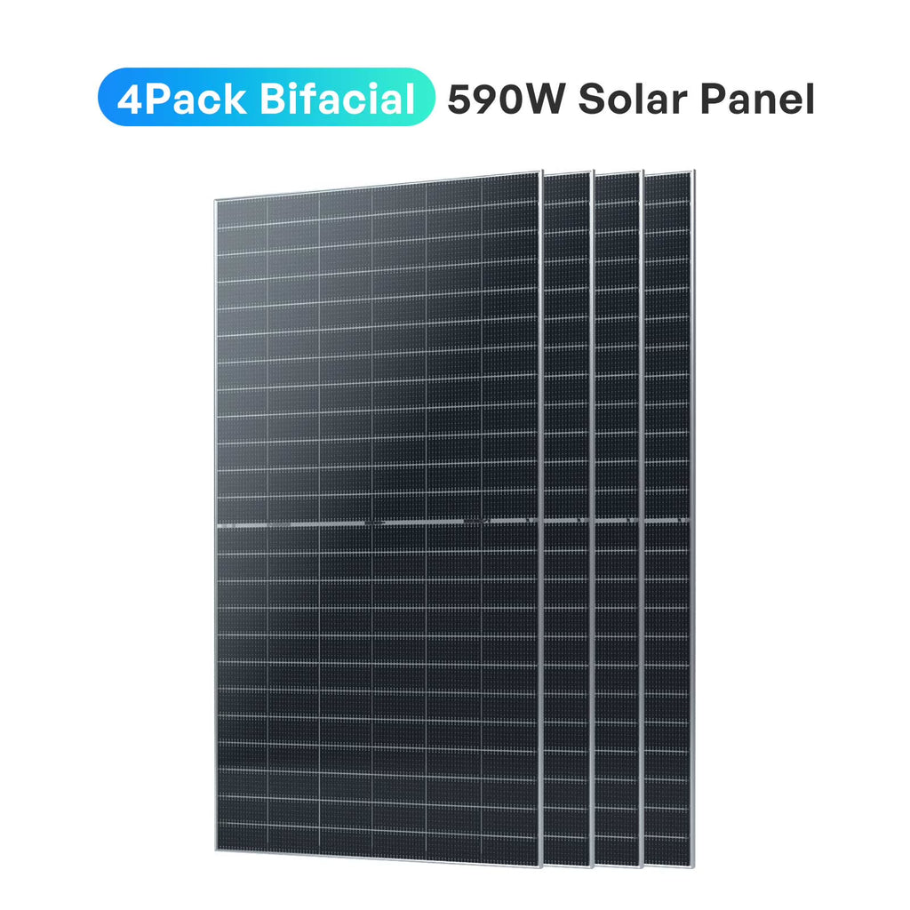 2026 NewRenogy 4pcs 590 Watt Solar Panel, 12V/24V Bifacial N-Type Monocrystalline Solar Panel for Homes Roof RV Boat Camping
