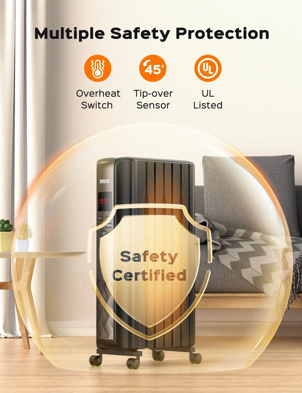 2026 NewDreo Oil Filled Radiator, Electric Radiant Heaters for indoor use Large Room with Remote Control, Child Lock, 4 Modes, Overheat & Tip-Over Protection, 24h Timer, Digital Thermostat, Quiet, 1500W