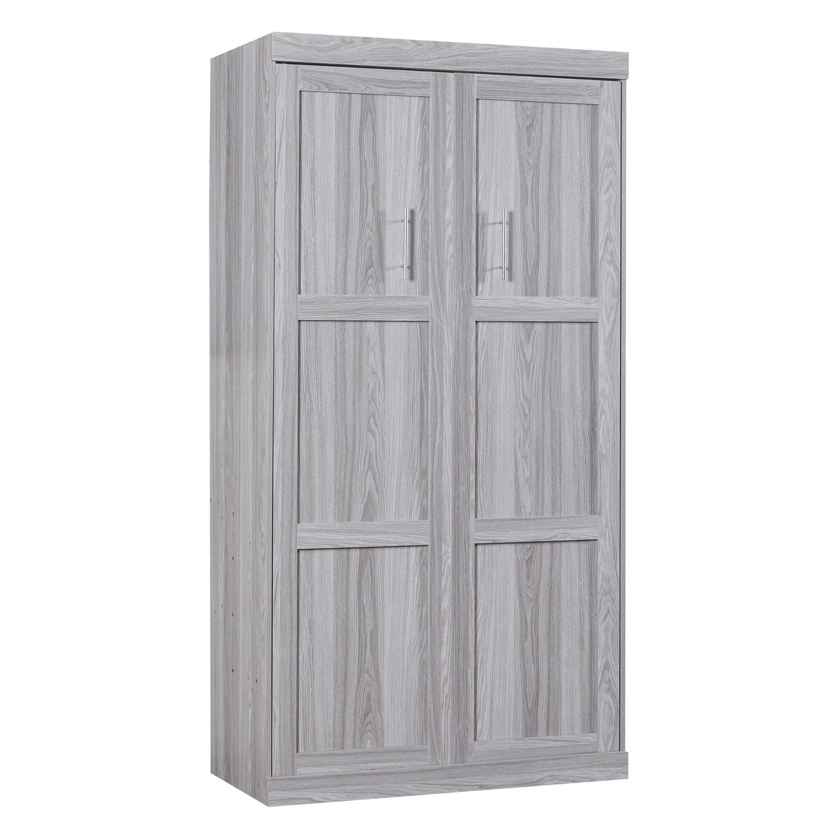 2026 NewEuroco Pine Wood Twin Size Murphy Bed, Convertible Wall Bed into A Cabinet, Gray