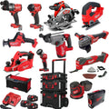 2026 KIT DE HERRAMIENTAS ELÉCTRICAS MILWAUKEE MILKIT12A CON 3 BATERÍAS DE LITIO ROJO DE 18 V Y 5 AH (12 PIEZAS)
