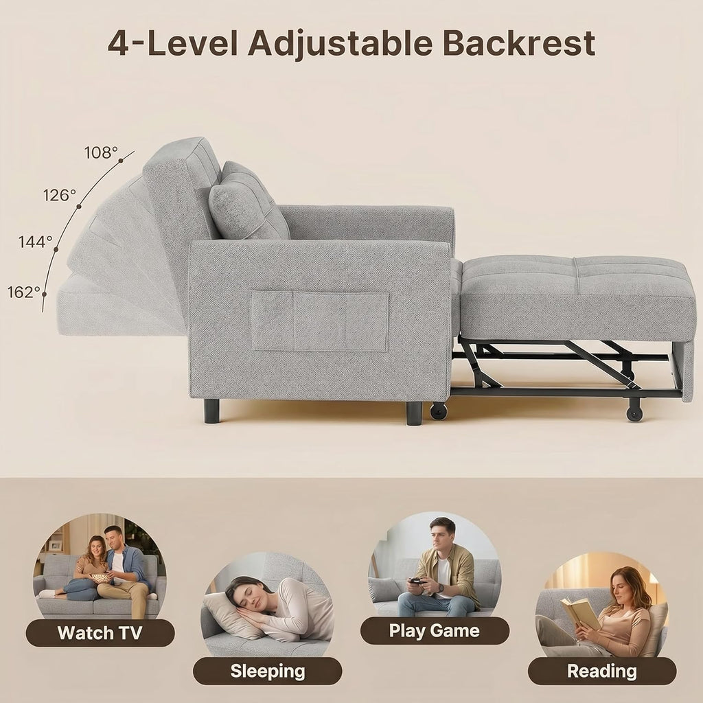 2026 Gizoon Sofá cama 3 en 1 convertible, silla cama individual extraíble con respaldo ajustable, espaciosos sofás multifuncionales para sala de estar, dormitorio, apartamento