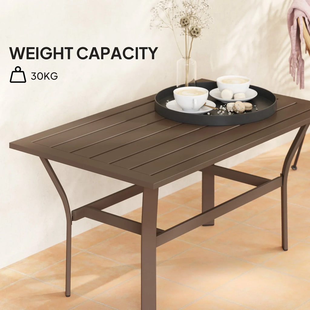 2026 NewOutsunny Outdoor Coffee Table, All-Weather Rectangle Patio Coffee Table with Slatted Tabletop for Outside, Patio, Brown